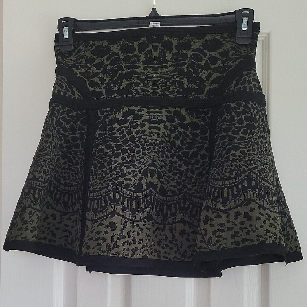 Leopard Print Black and Green Skirt